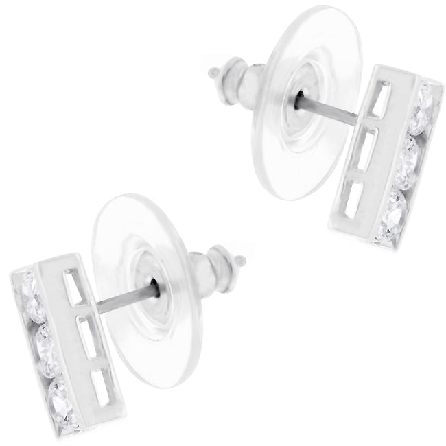 Lovcia Elegant Channel Set Cubic Zirconia Stud Earrings-Earrings-