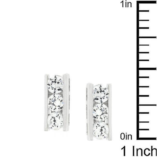 Lovcia Elegant Channel Set Cubic Zirconia Stud Earrings-Earrings-