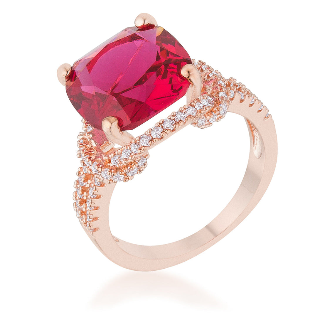 Lovcia Elegant Charlene Rose Gold Cushion-Cut Ruby CZ Statement Ring-Rings-5-5