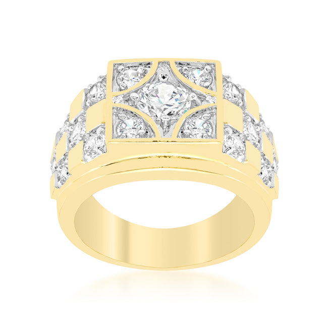 Lovcia Elegant Checkerboard 18k Gold & Rhodium Plated Cubic Zirconia Ring-Rings-8-8