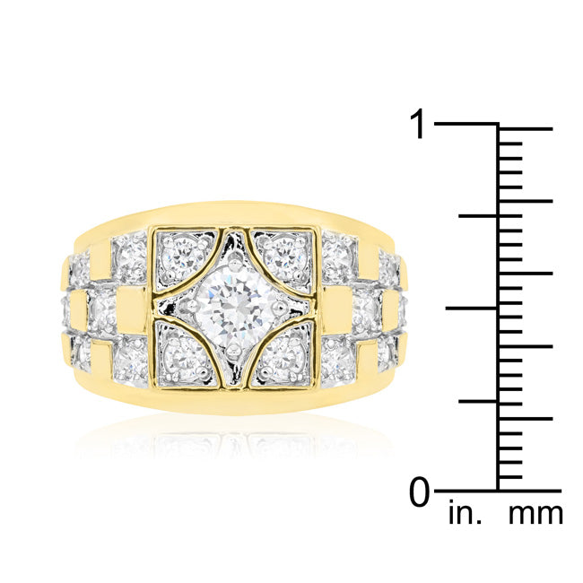 Lovcia Elegant Checkerboard 18k Gold & Rhodium Plated Cubic Zirconia Ring-Rings-8-8
