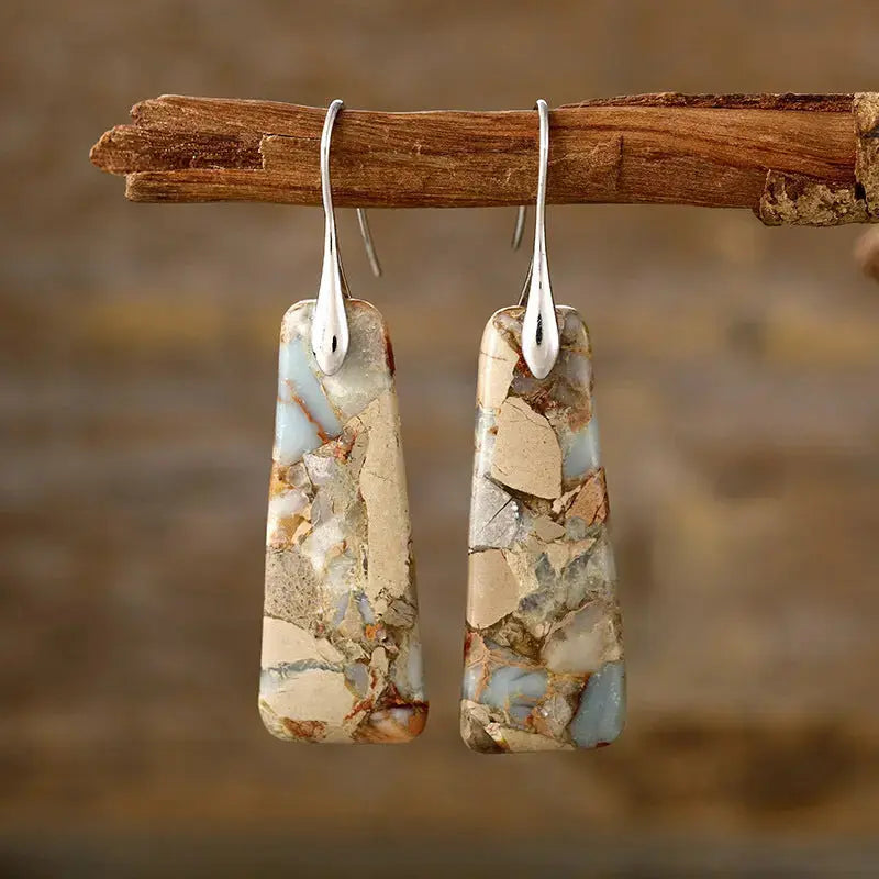 Lovcia Elegant Copper & Natural Stone Drop Earrings for Women-Earrings-Yellow/Silver-One Size-Yellow/Silver