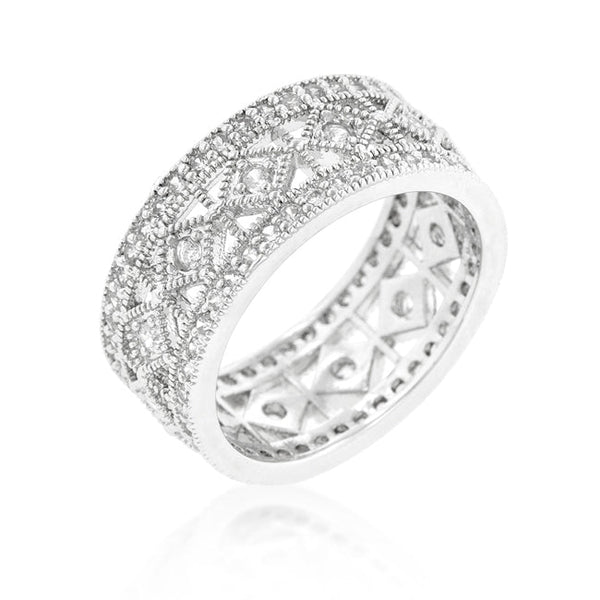 Lovcia Elegant Cubic Zirconia Pave Band in Sterling Silver-Rings-5-5