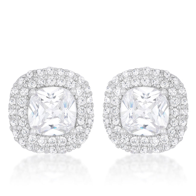Lovcia Elegant Cushion-Cut Pave Stud Earrings-Earrings-