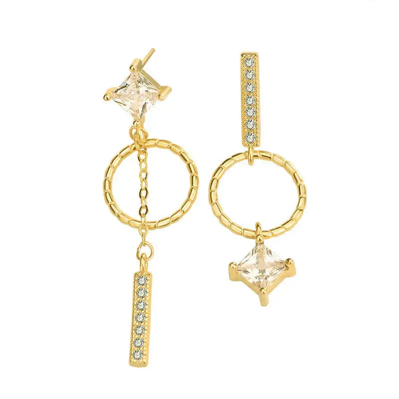 Lovcia Elegant CZ Geometry Circle Tassels 925 Sterling Silver Dangling Earrings-Earrings-Silver-Silver