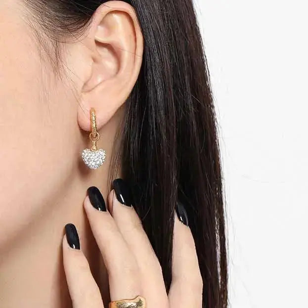 Lovcia Elegant CZ Heart Geometry 925 Sterling Silver Dangling Earrings-Earrings-Silver-Silver