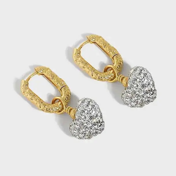 Lovcia Elegant CZ Heart Geometry 925 Sterling Silver Dangling Earrings-Earrings-Silver-Silver