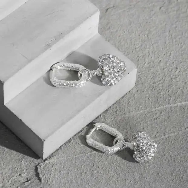 Lovcia Elegant CZ Heart Geometry 925 Sterling Silver Dangling Earrings-Earrings-Silver-Silver