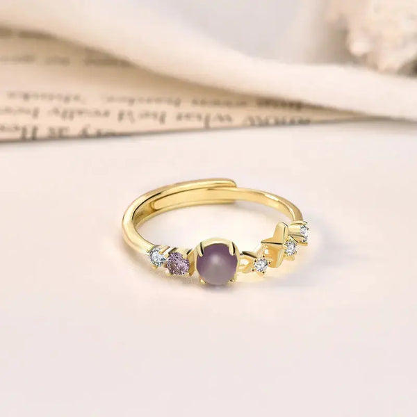 Lovcia Elegant CZ Hollow Princess 925 Sterling Silver Adjustable Ring-Rings-Yellow Gold-Yellow Gold