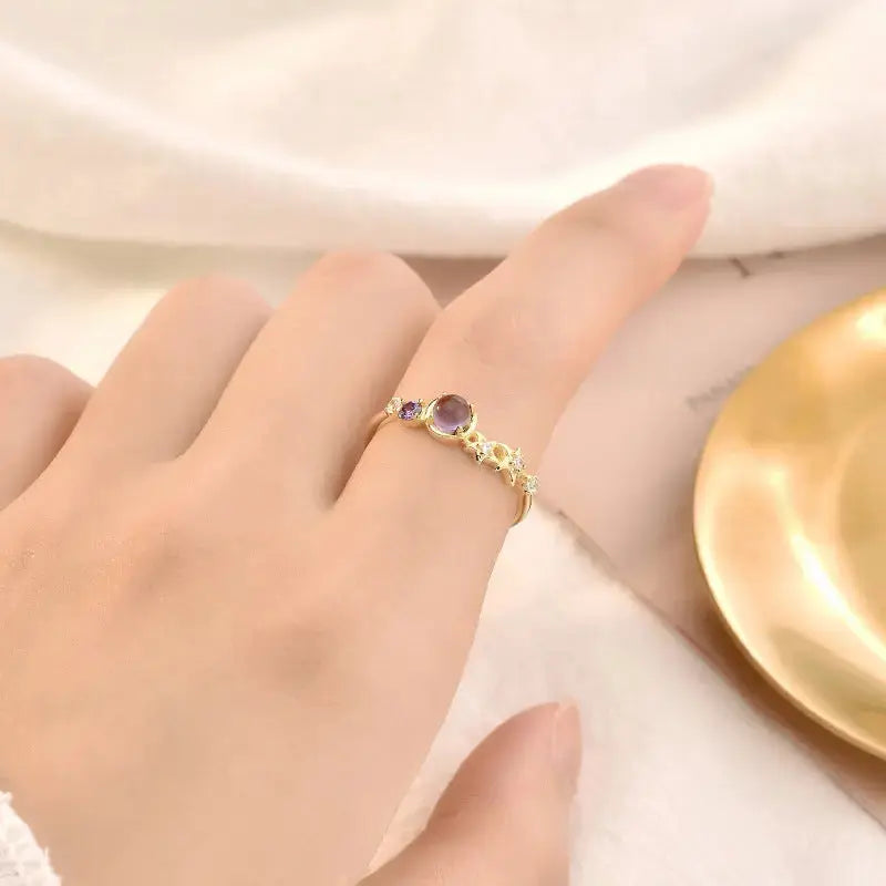 Lovcia Elegant CZ Hollow Princess 925 Sterling Silver Adjustable Ring-Rings-Yellow Gold-Yellow Gold