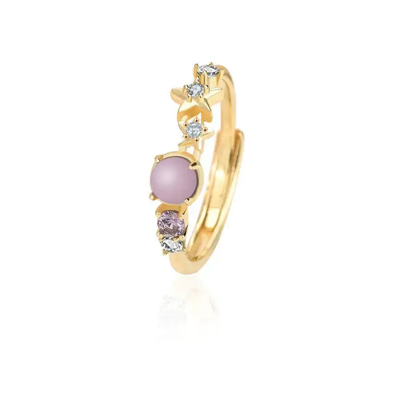 Lovcia Elegant CZ Hollow Princess 925 Sterling Silver Adjustable Ring-Rings-Yellow Gold-Yellow Gold
