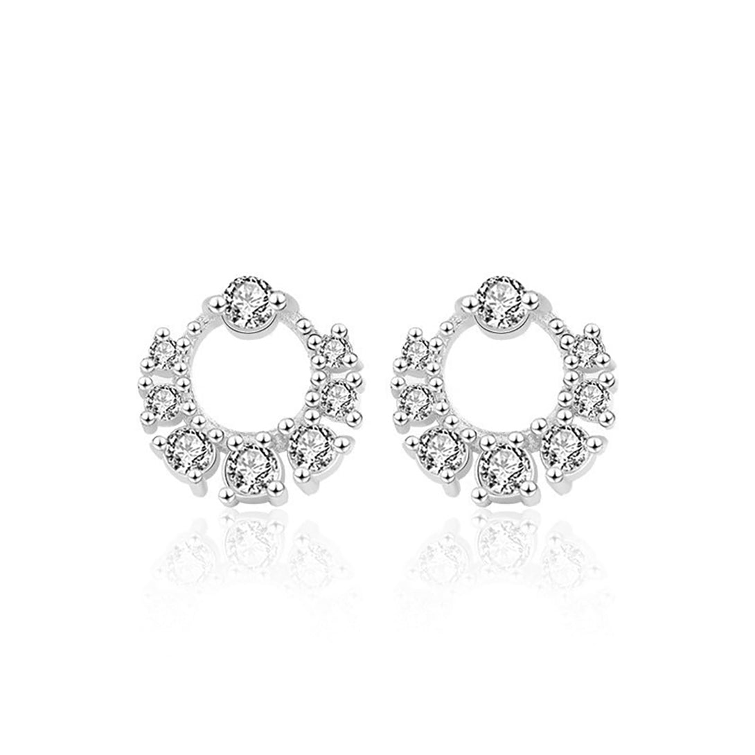 Lovcia Elegant CZ Mini Garland Circle 925 Sterling Silver Stud Earrings for Women-Earrings-Yellow Gold-Yellow Gold