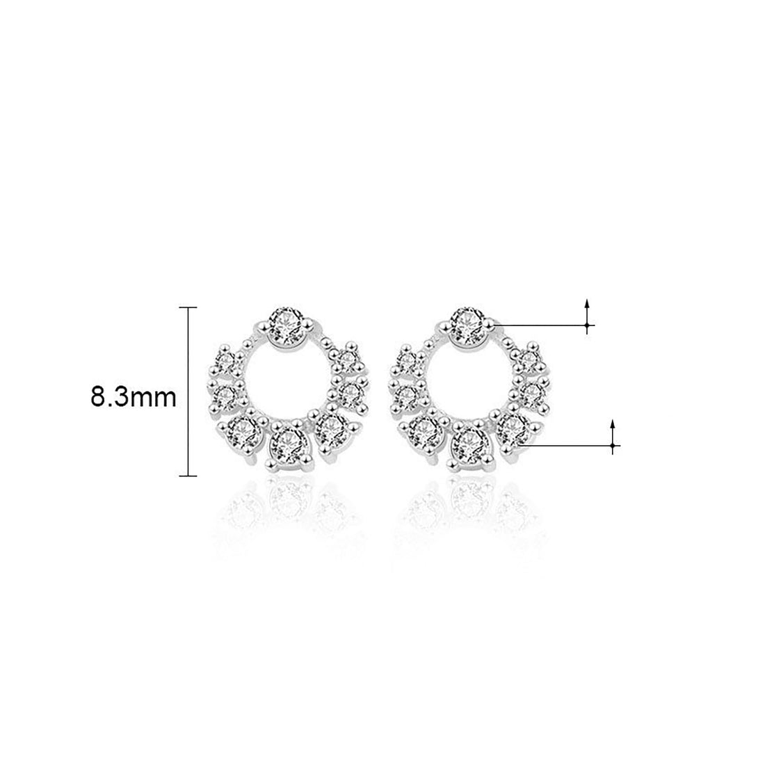 Lovcia Elegant CZ Mini Garland Circle 925 Sterling Silver Stud Earrings for Women-Earrings-Yellow Gold-Yellow Gold