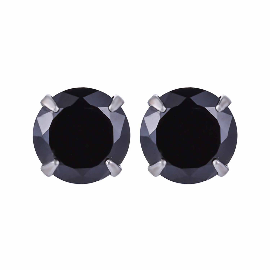 Lovcia Elegant CZ White Round Studs Earrings for Women in 925 Sterling Silver-Earrings-Black-4Mm - 0.23Ct Diamond-Black