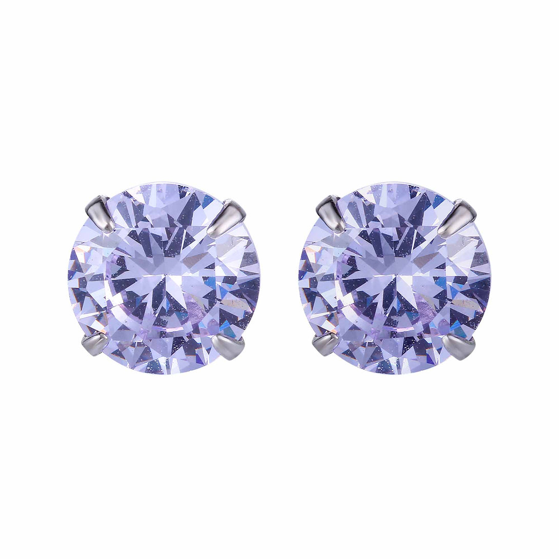 Lovcia Elegant CZ White Round Studs Earrings for Women in 925 Sterling Silver-Earrings-Moonstone-4Mm - 0.23Ct Diamond-Moonstone
