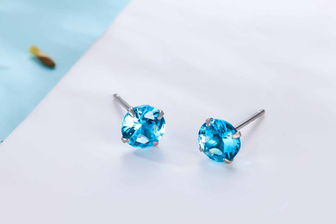 Lovcia Elegant CZ White Round Studs Earrings for Women in 925 Sterling Silver-Earrings-Red-4Mm - 0.23Ct Diamond-Red