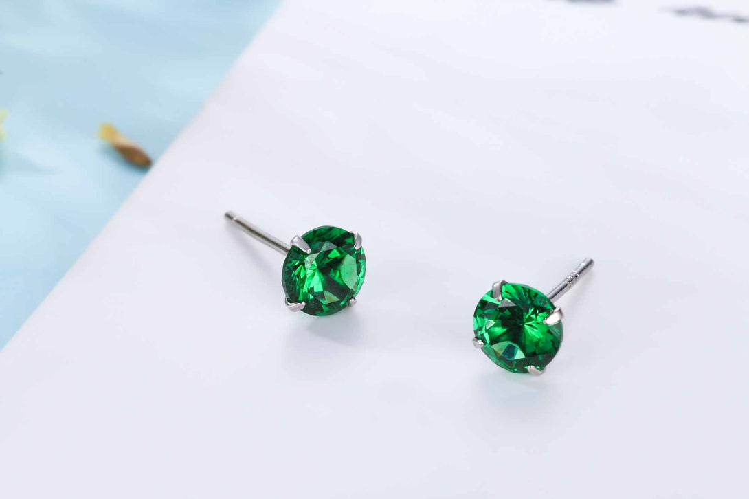 Lovcia Elegant CZ White Round Studs Earrings for Women in 925 Sterling Silver-Earrings-Red-4Mm - 0.23Ct Diamond-Red