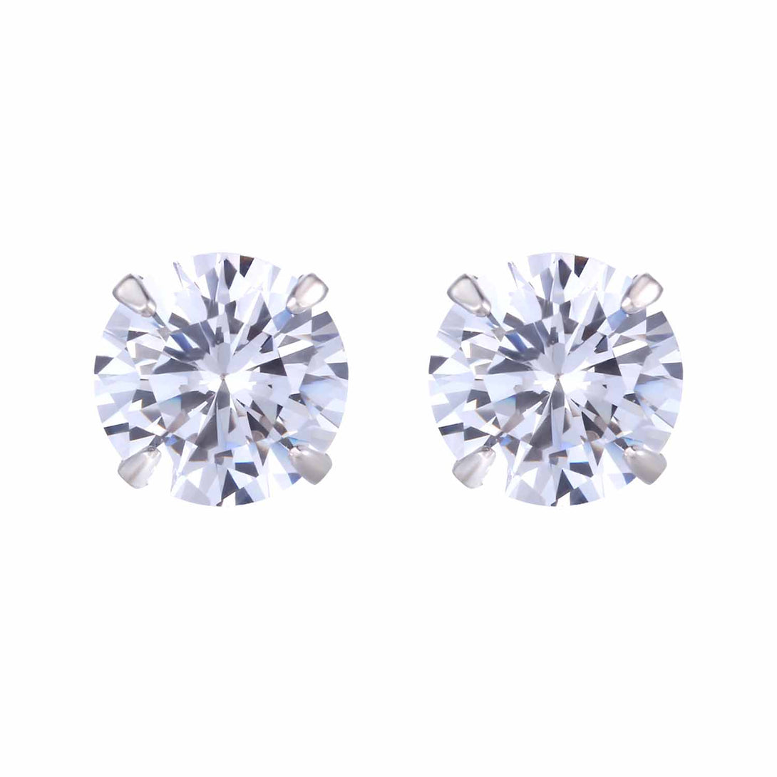 Lovcia Elegant CZ White Round Studs Earrings for Women in 925 Sterling Silver-Earrings-Red-4Mm - 0.23Ct Diamond-Red