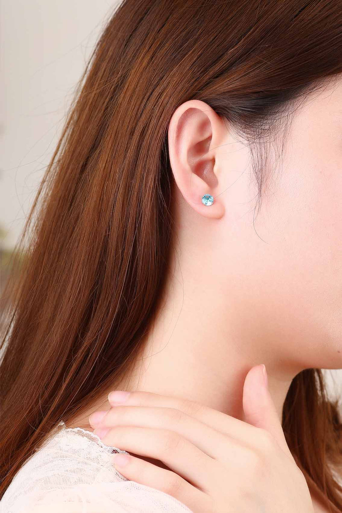 Lovcia Elegant CZ White Round Studs Earrings for Women in 925 Sterling Silver-Earrings-Red-4Mm - 0.23Ct Diamond-Red