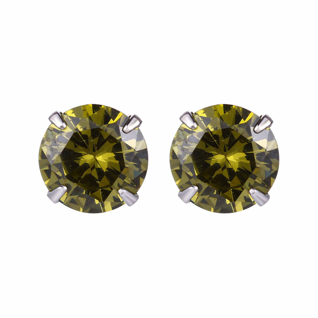 Lovcia Elegant CZ White Round Studs Earrings for Women in 925 Sterling Silver-Earrings-Yellow-4Mm - 0.23Ct Diamond-Yellow