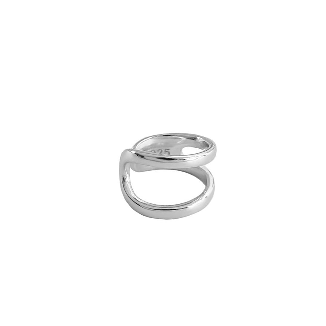 Lovcia Elegant Double Layered 925 Sterling Silver Non-Pierced Single Earring for Women-Earrings-Silver (Single Piece)-Silver (Single Piece)