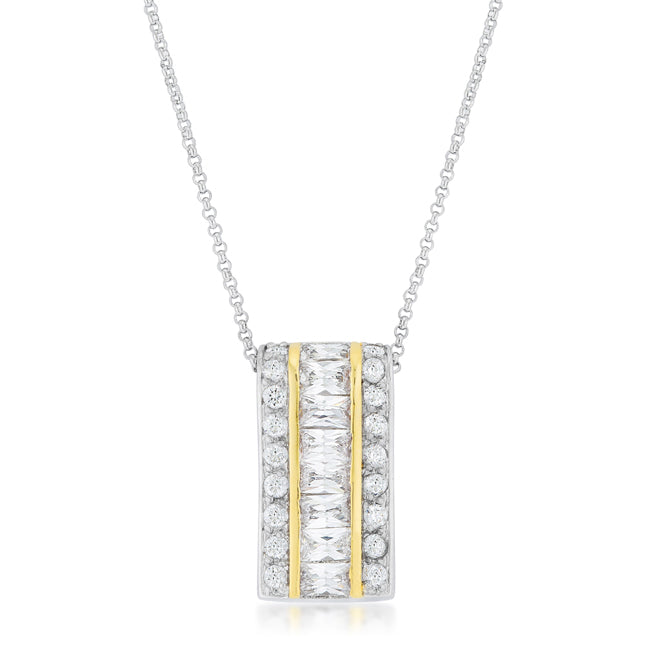 Lovcia Elegant Dual-Tone Triple Row Hoop Pendant-Pendants-