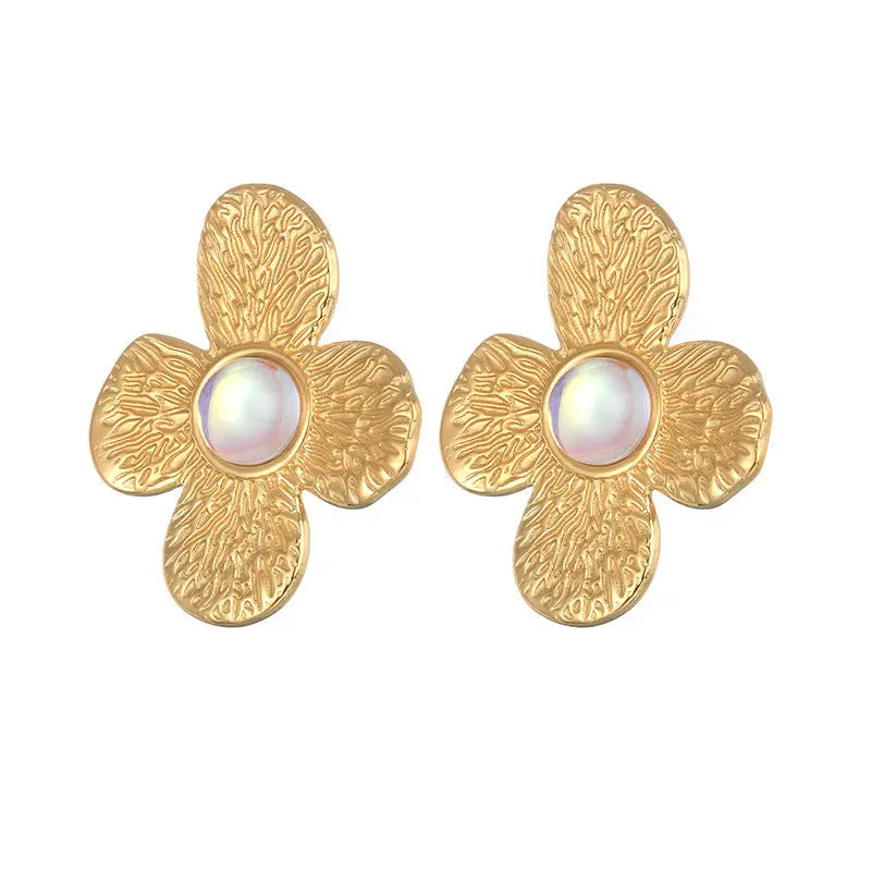 Lovcia Elegant Electroplated Floral Stainless Steel Earrings for Women-Earrings-Earrings 767-Earrings 767