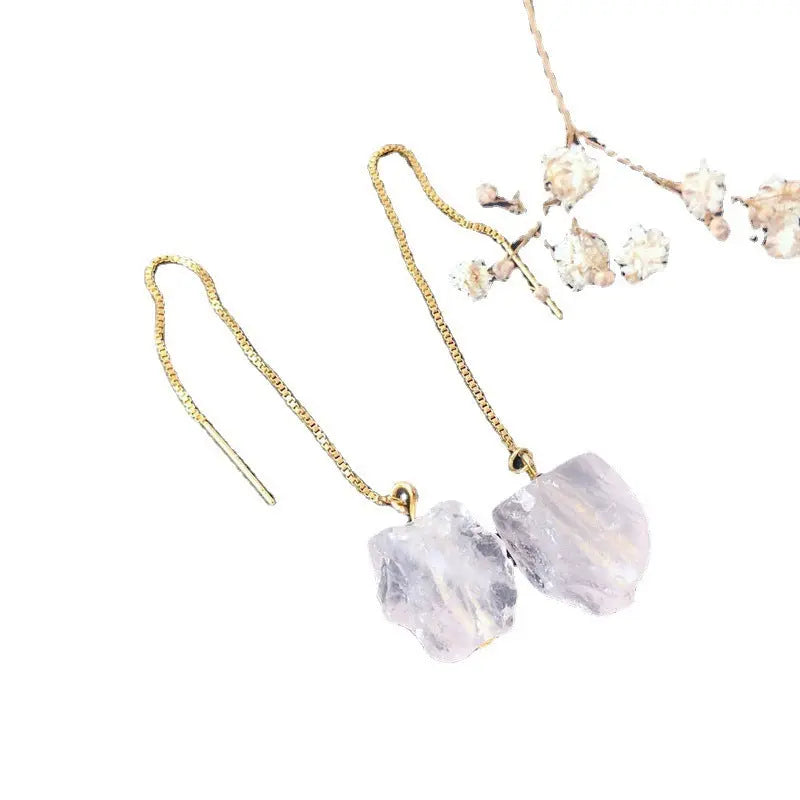 Lovcia Elegant Electroplated Geometric Crystal Drop Earrings-Earrings-White Crystal-White Crystal