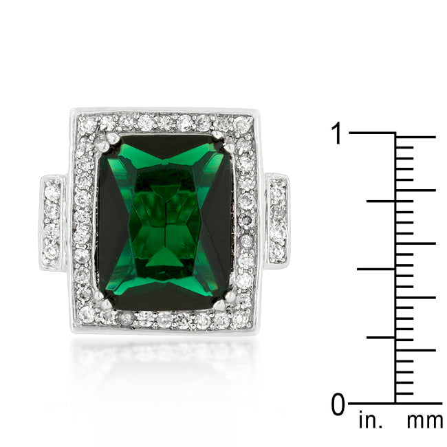 Lovcia Elegant Emerald Cubic Zirconia Filigree Cocktail Ring-Rings-5-5