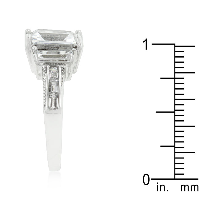 Lovcia Elegant Emerald-Cut Triplet Engagement Ring with Platinum Luster-Rings-5-5