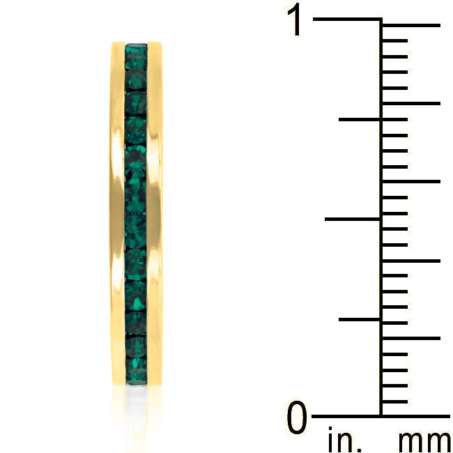 Lovcia Elegant Eternity Band with Green Crystal and 18k Gold Plating-Rings-4-4