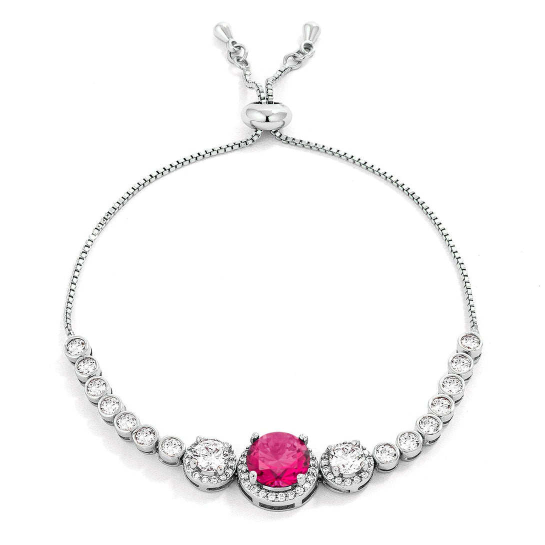 Lovcia Elegant Fuchsia & Clear CZ Rhodium-Plated Slider Tennis Bracelet-Bracelets-