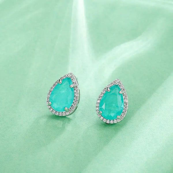 Lovcia Elegant Geometric Blue Zircon and Rhinestone Earrings-Earrings-Blue-Blue