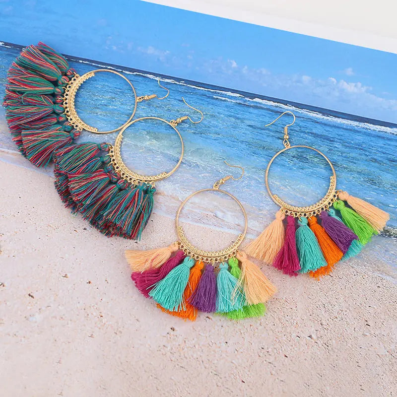 Lovcia Elegant Geometric Hand-Woven Dangle Earrings for Special Occasions-Earrings-Violet-Violet