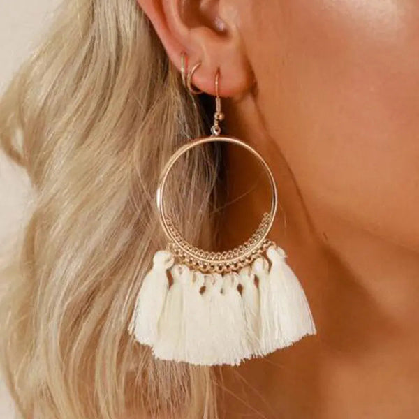 Lovcia Elegant Geometric Hand-Woven Dangle Earrings for Special Occasions-Earrings-White-White