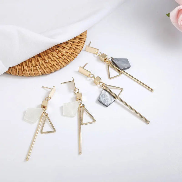 Lovcia Elegant Geometric Long Earrings for Women - Fashionable Alloy Jewellery-Earrings-Black-Black
