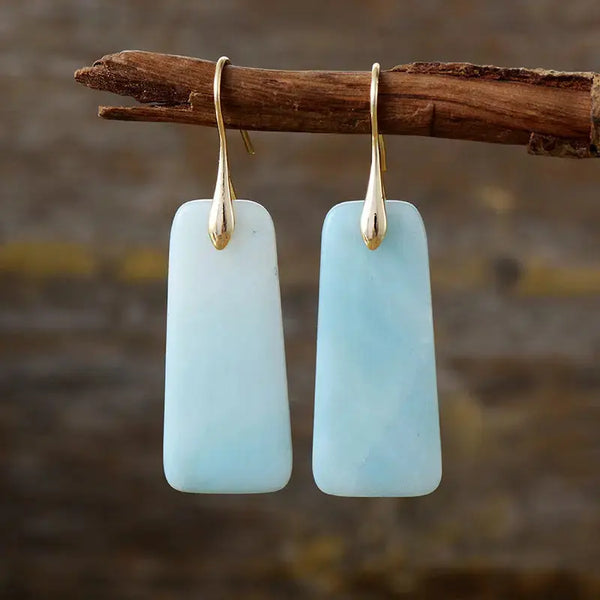Lovcia Elegant Geometric Natural Stone Drop Earrings for Women-Earrings-Gold-One Size-Gold