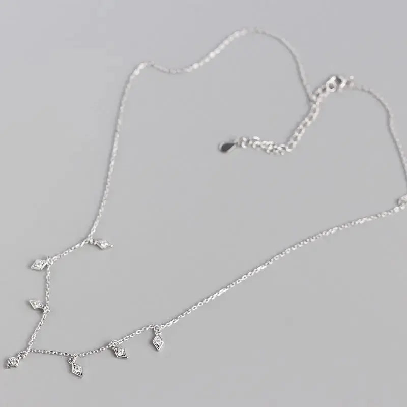 Lovcia Elegant Geometry Rhombus CZ 925 Sterling Silver Necklace-Necklaces-Silver-Silver