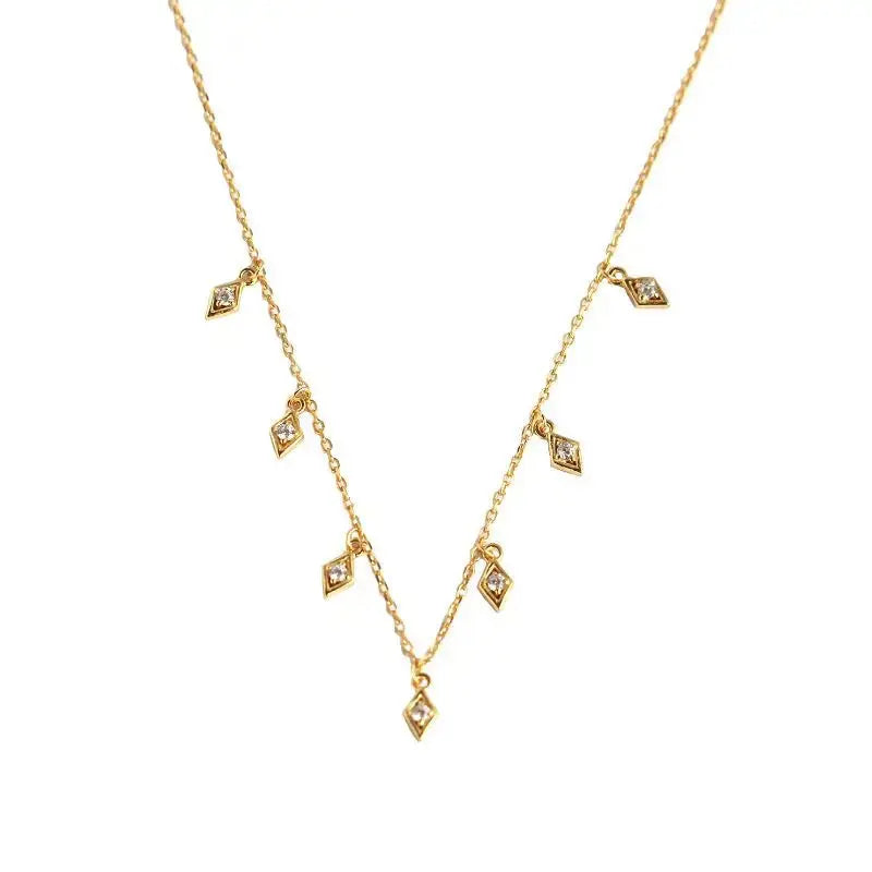 Lovcia Elegant Geometry Rhombus CZ 925 Sterling Silver Necklace-Necklaces-Silver-Silver