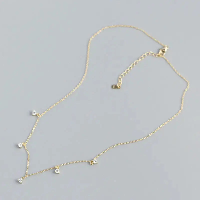 Lovcia Elegant Geometry Round CZ Tassels 925 Sterling Silver Necklace-Necklaces-Silver-Silver