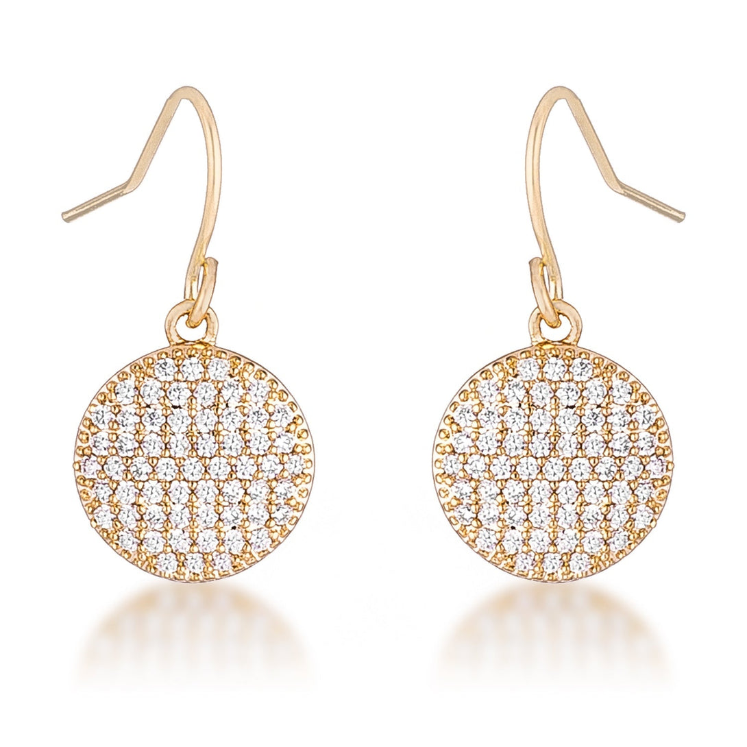 Lovcia Elegant Gold-Plated Disc Earrings with Sparkling CZ Stones - .6 Ct-Earrings-
