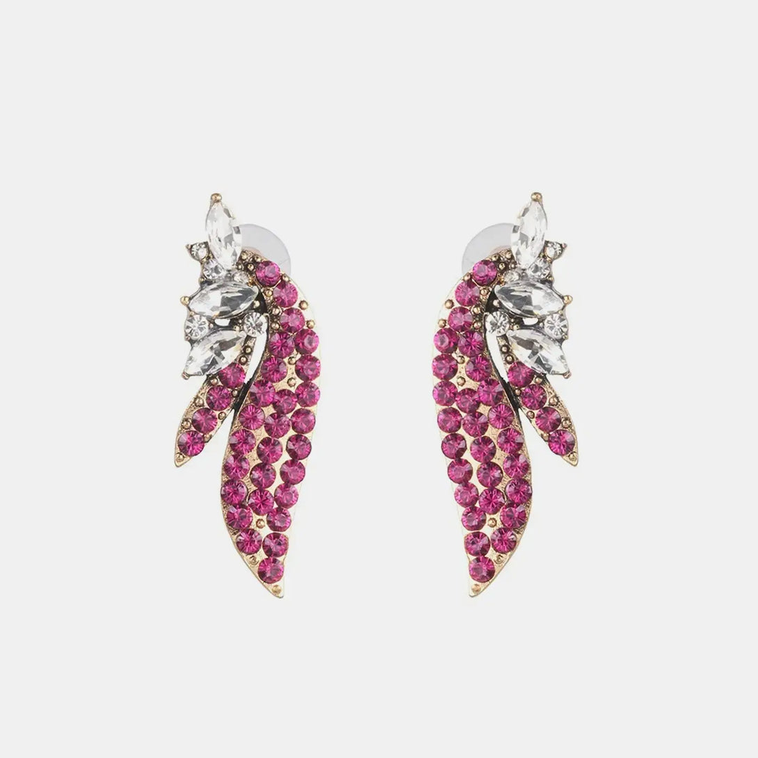 Lovcia Elegant Gold-Plated Glass Stone Earrings for Women-Earrings-Hot Pink-One Size-Hot Pink