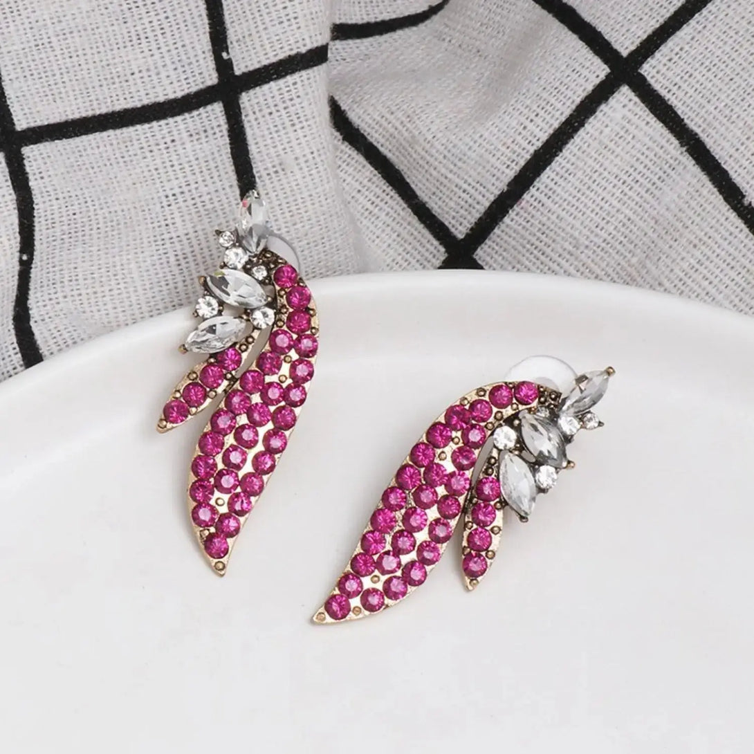 Lovcia Elegant Gold-Plated Glass Stone Earrings for Women-Earrings-Hot Pink-One Size-Hot Pink