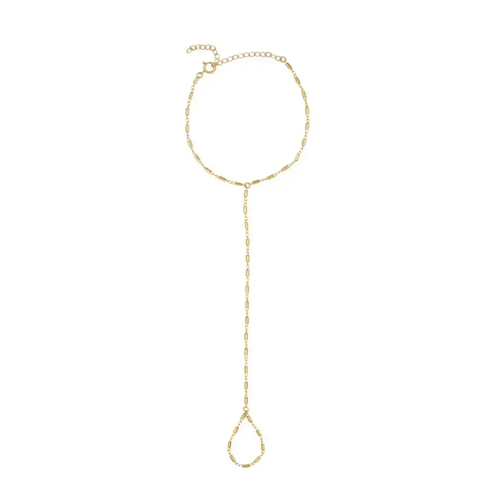 Lovcia Elegant Gold Plated Hand Chain Bracelet for Women - Dainty Slave Chain Jewellery-Bracelets-Gold-Gold