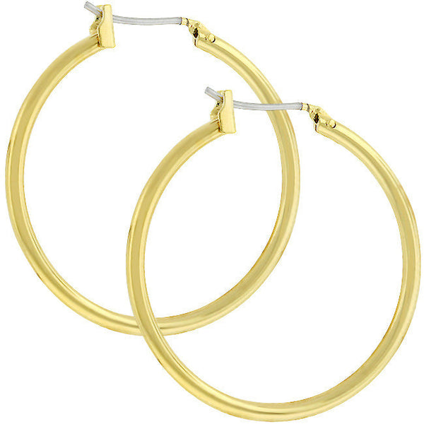 Lovcia Elegant Gold-Tone Hoop Earrings-Earrings-