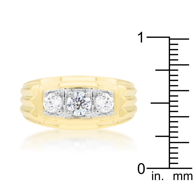 Lovcia Elegant Golden Triple Cubic Zirconia Ring-Rings-8-8
