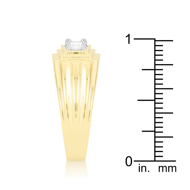 Lovcia Elegant Golden Triple Cubic Zirconia Ring-Rings-8-8