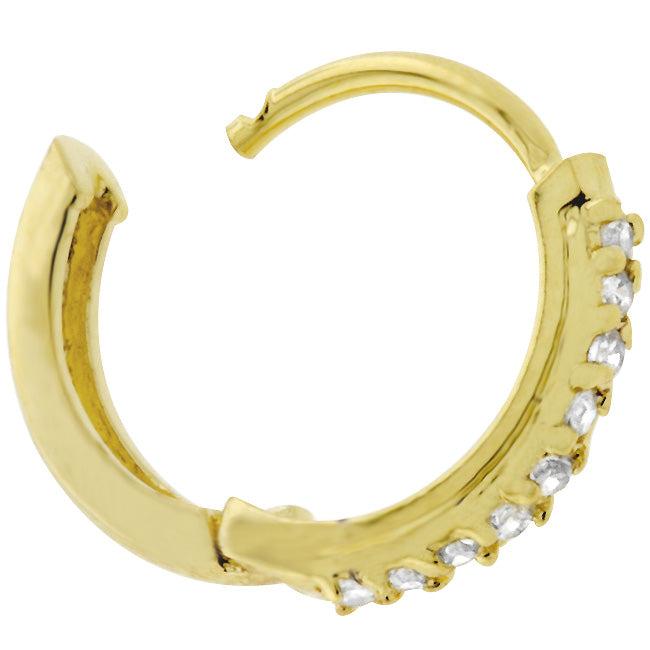 Lovcia Elegant Goldtone Petite Hoop Earrings with Cubic Zirconia-Earrings-