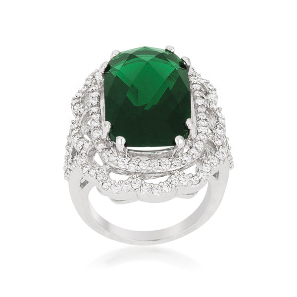 Lovcia Elegant Green Crest Cocktail Ring-Rings-5-5