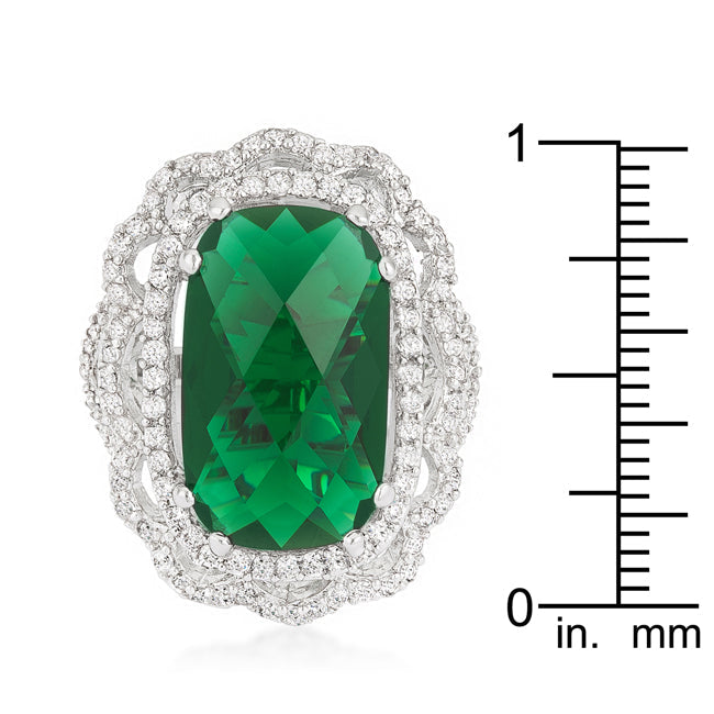 Lovcia Elegant Green Crest Cocktail Ring-Rings-5-5